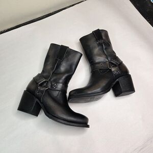 Freebird Darcy Harness Boots Women 6 Distressed Brown Leather Ankle Moto Western